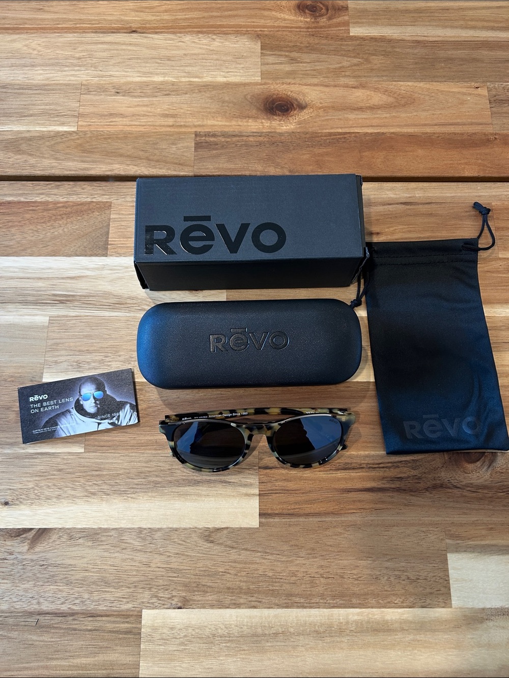 Revo Tortoise Frame Sunglasses with Black Lenses